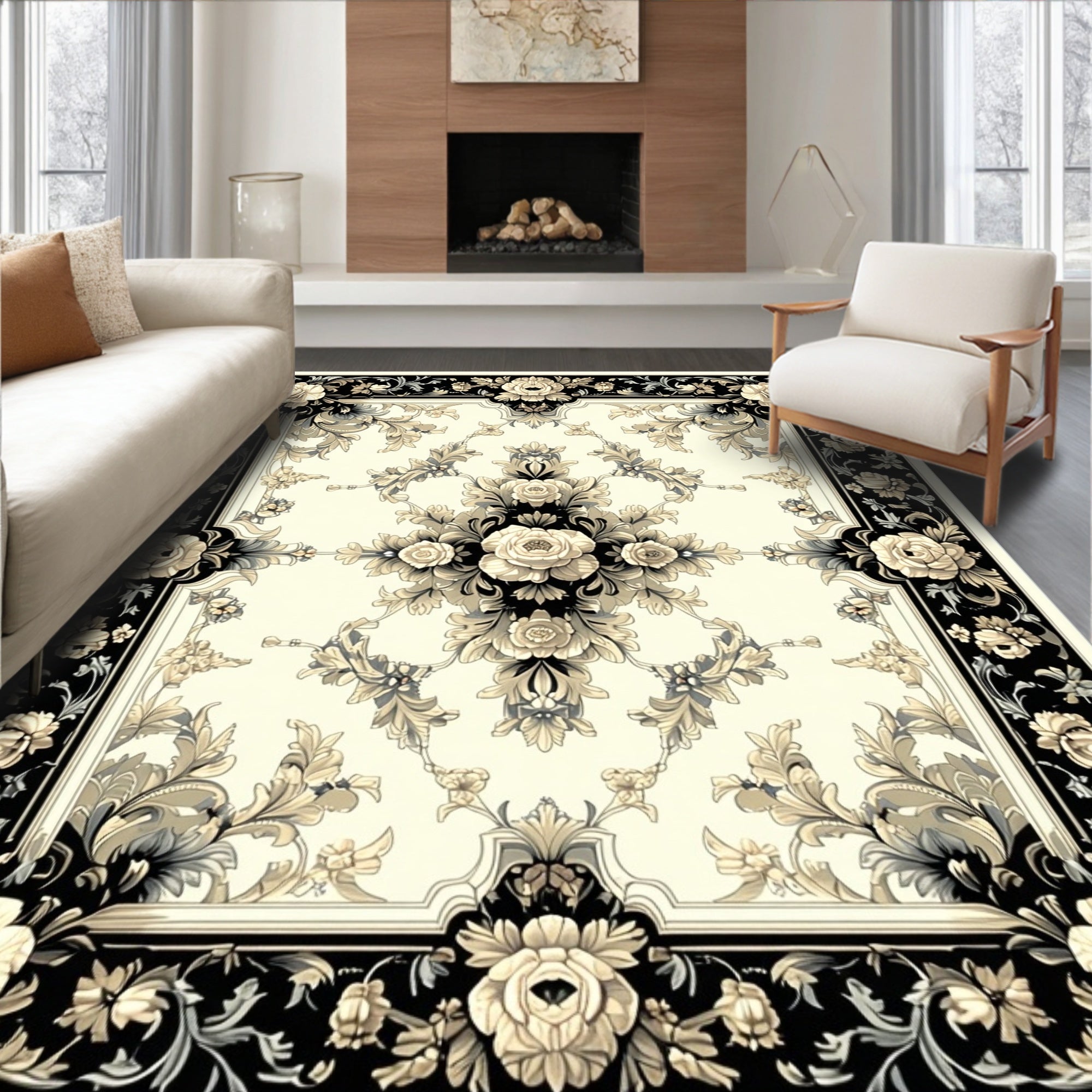 Ornate Floral Classic Design Rug