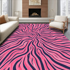 Pink Navy Abstract Zebra Stripes Rug