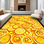 Sunny Yellow Citrus Swirl Design Rug