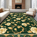 Ornate Gold Floral Vine Design Rug