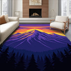 Vibrant Mountain Peak Sunset Design Rug