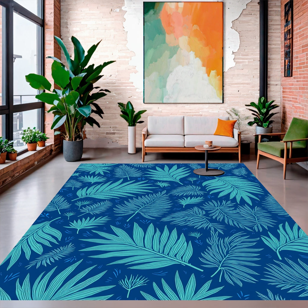 Tropical Leaf Pattern Abstract Design Rug