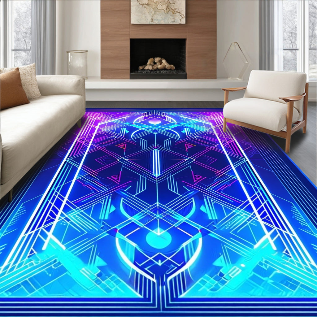 Illuminated Geometric Lines Art Rug