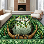 Enchanted Forest Owl Leaf Motif Rug