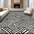 Bold Black And White Abstract Flow Rug