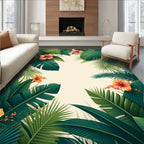 Lush Tropical Floral Leaf Pattern Rug