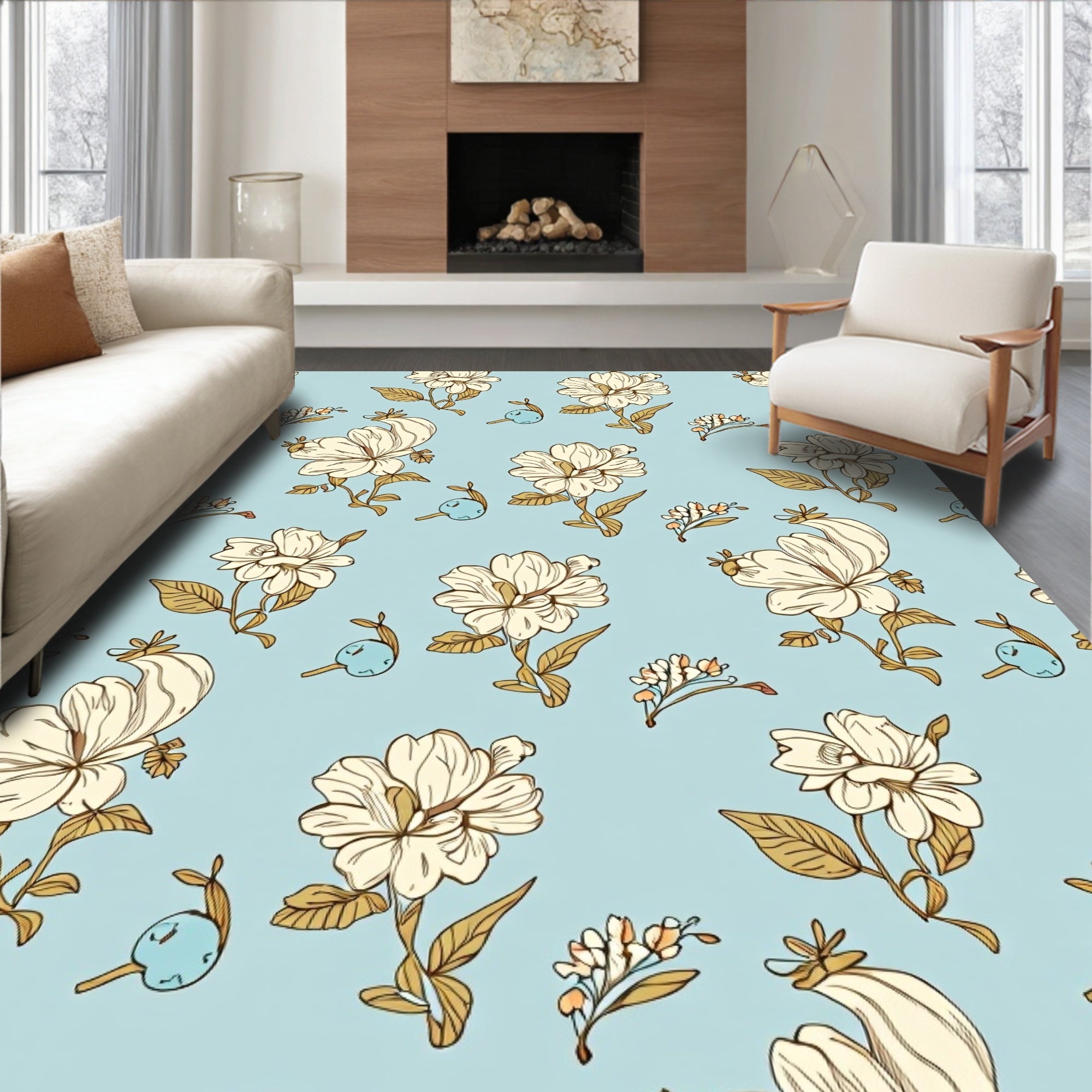 Charming Vintage Floral Pattern Design Rug
