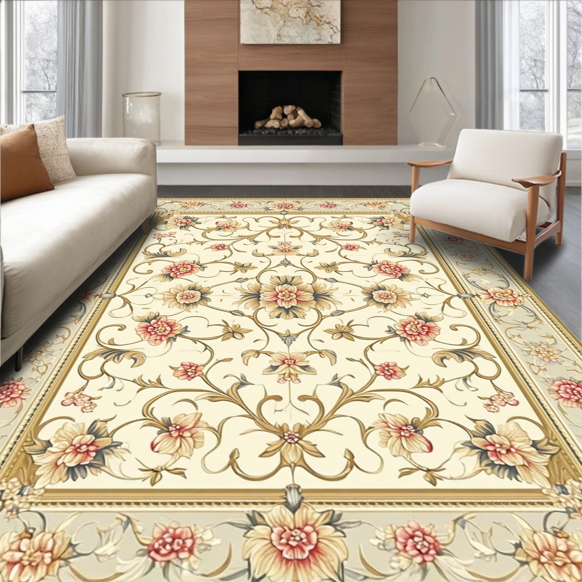 Floral Vine Border Ornament Rug