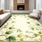 Green Vine Scroll Patterned Art Rug