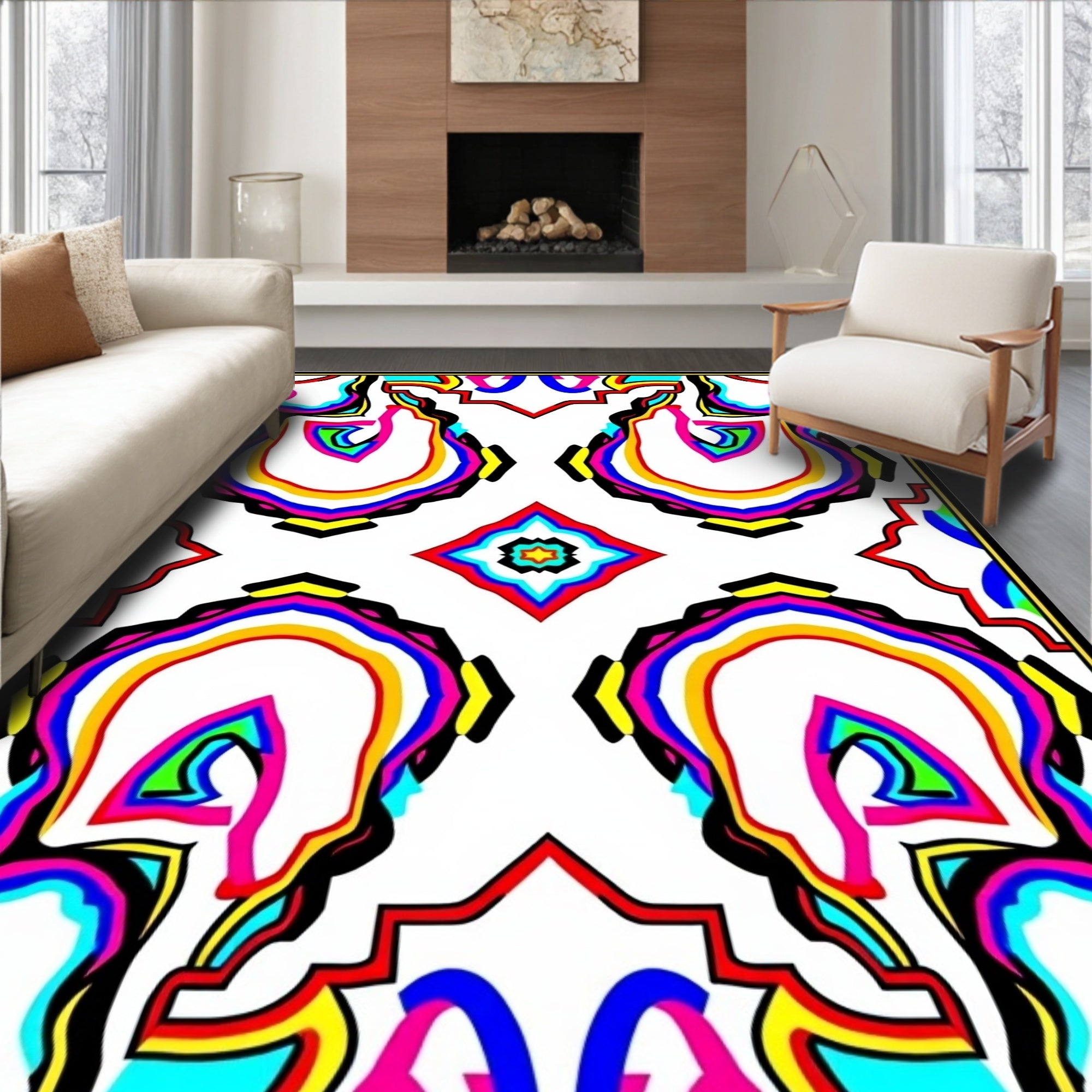 Psychedelic Abstract Colorful Reflections Rug