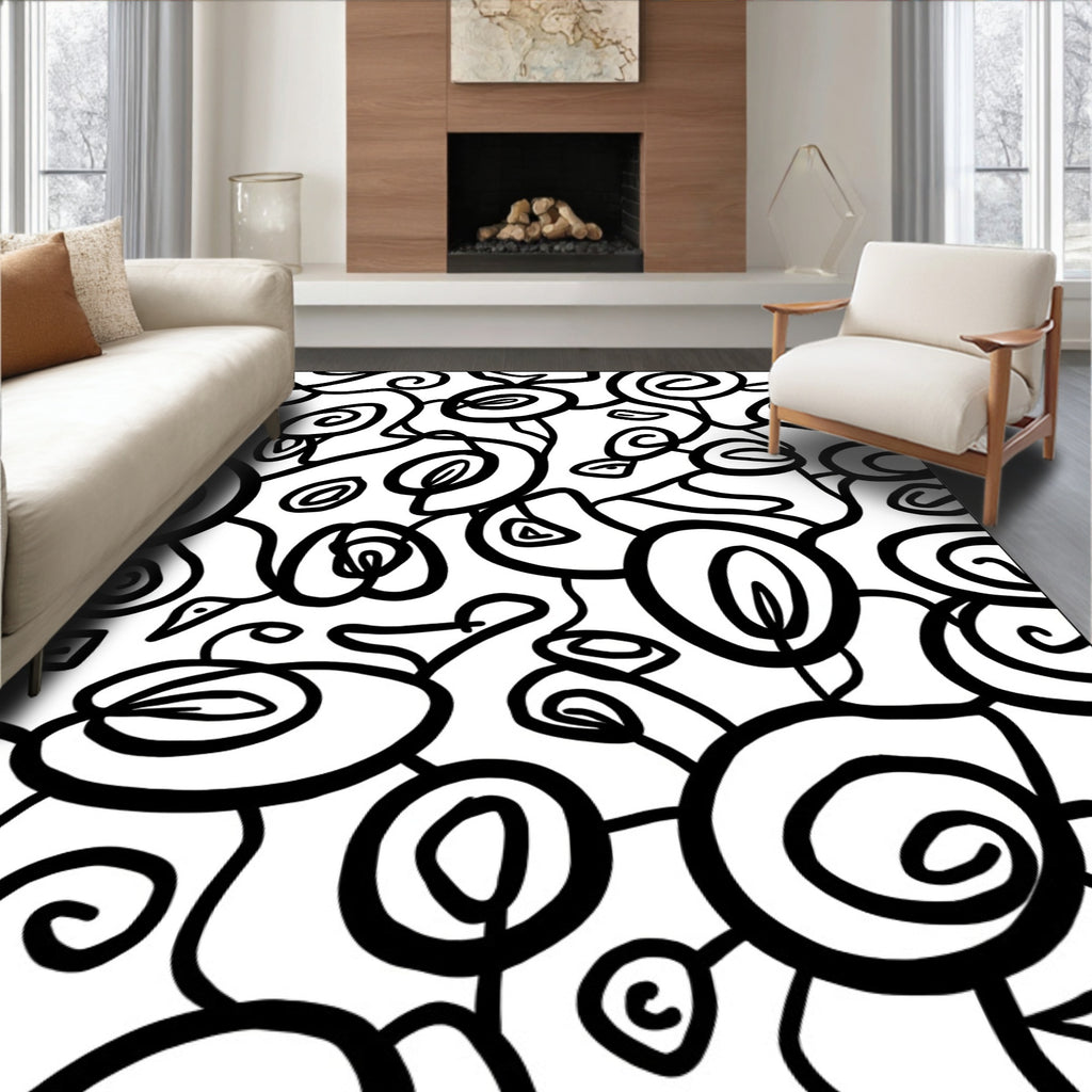 Abstract Swirls Organic Shapes Rug
