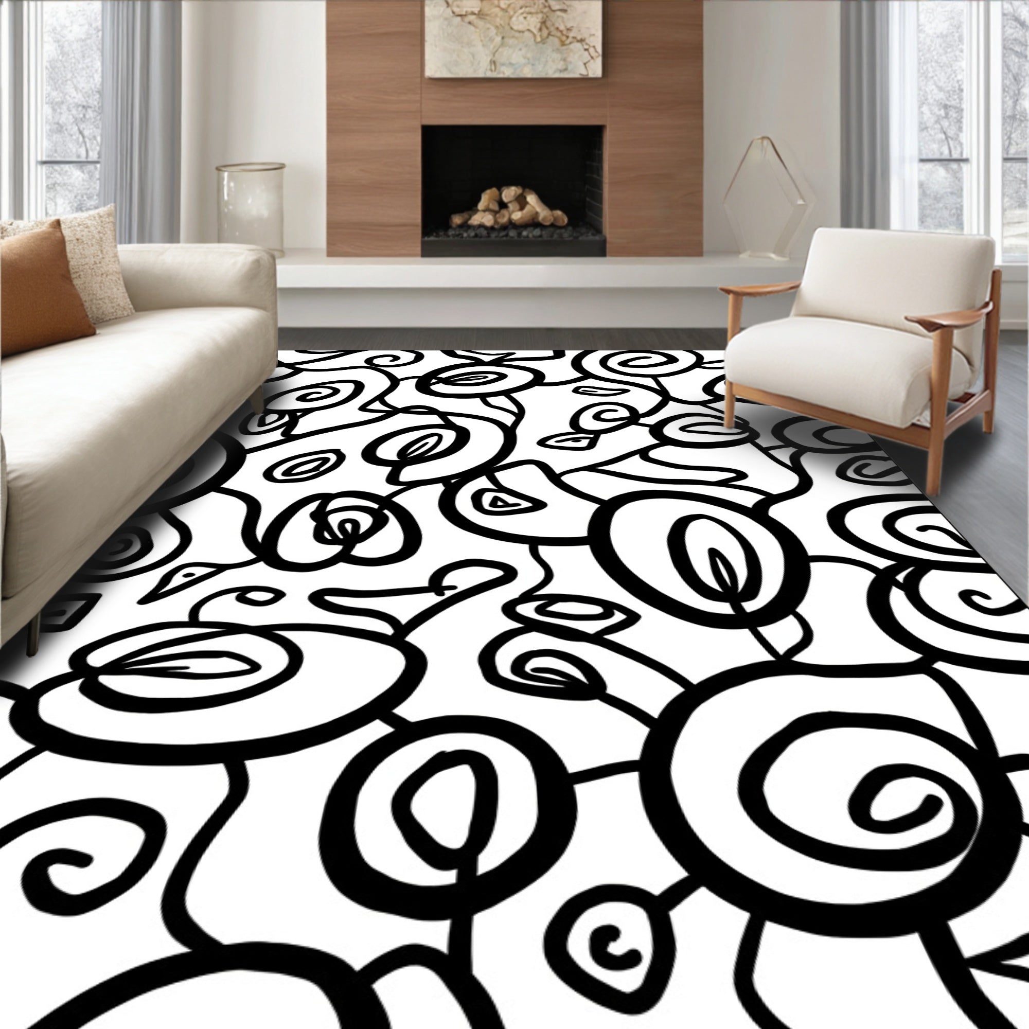 Abstract Swirls Organic Shapes Rug
