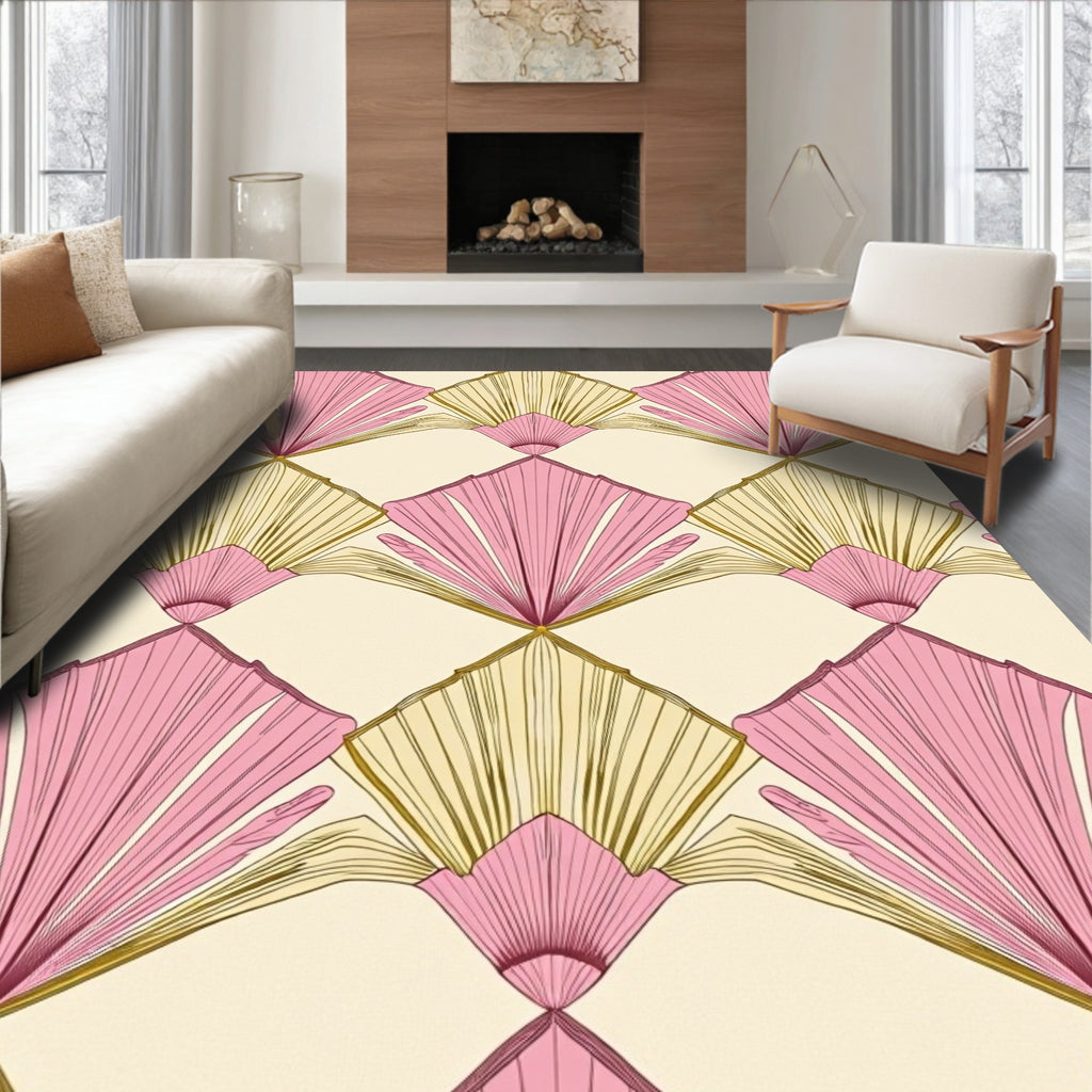 Art Deco Fan Patterned Light Rug
