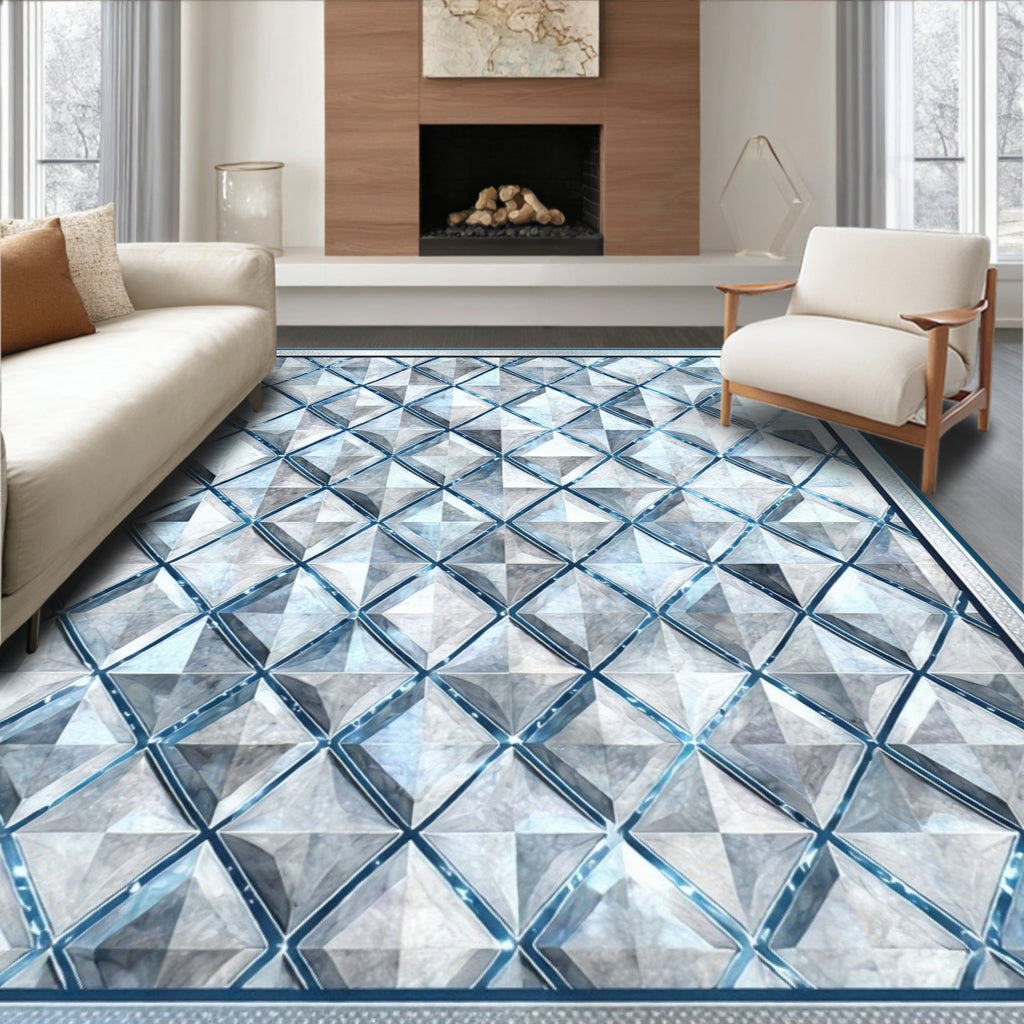 Geometric Diamond Pattern Contemporary Design Rug