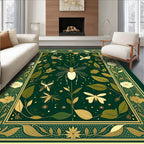Emerald Garden Insect Floral Art Rug