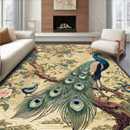 Vibrant Peacock Floral Pattern Rug