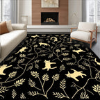 Whimsical Cat And Foliage Pattern Rug