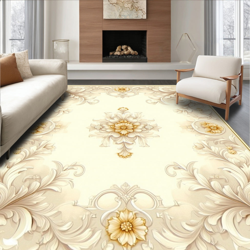 Elegant Floral Scrollwork Pattern Rug