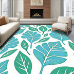 Teal Green Tropical Leaf Arrangement Rug