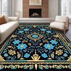 Black Floral Delight Pattern Rug