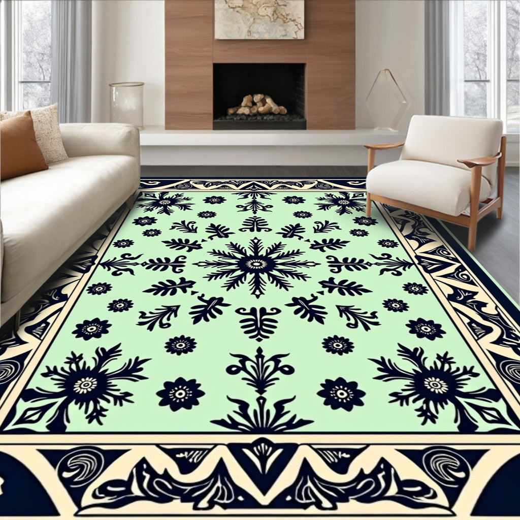 Intricate Floral Mandala Patterned Rug