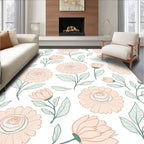 Peachy Floral Line Art Pattern Rug