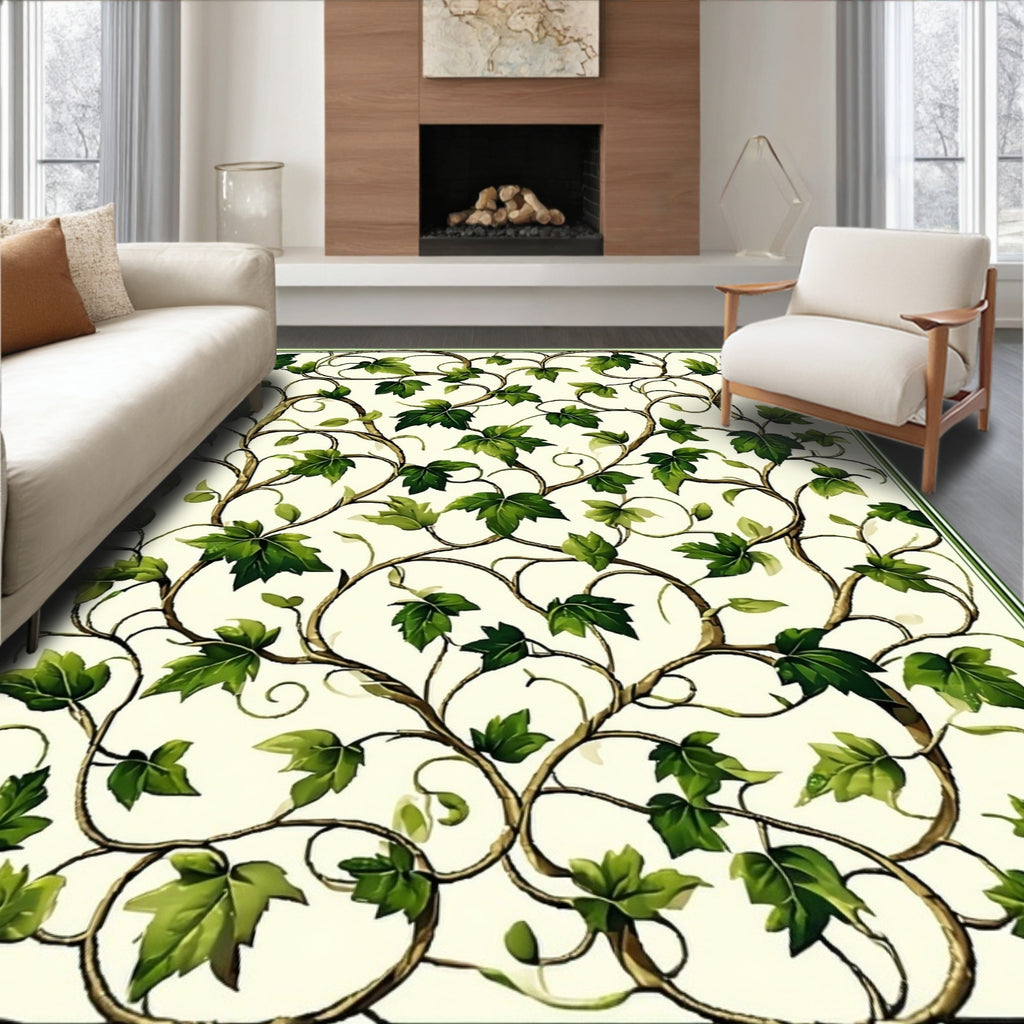 Green Ivy Vine Nature Pattern Rug