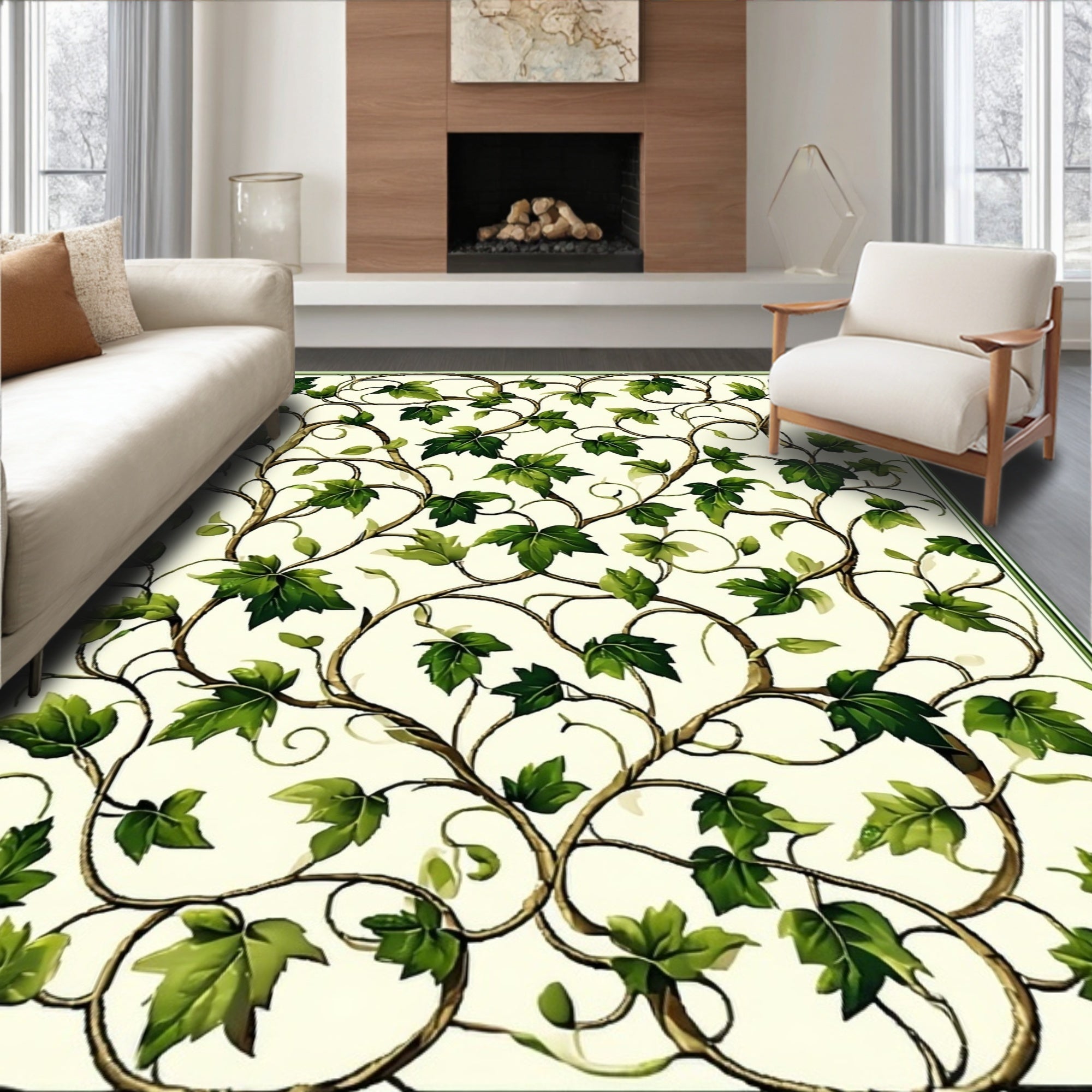Green Ivy Vine Nature Pattern Rug