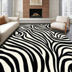 Bold Black White Wavy Stripes Pattern Rug