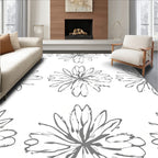 Gray Painterly Floral Meadow Rug