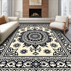 Monochromatic Paisley Floral Design Rug