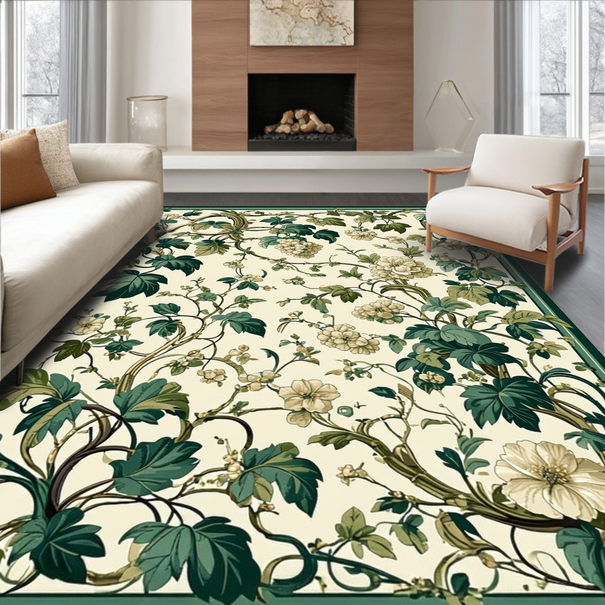 Vintage Floral Vine Art Pattern Rug