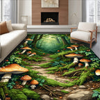 Enchanted Forest Mushroom Scene Rug