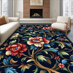 Ornate Floral Vines Dark Rug