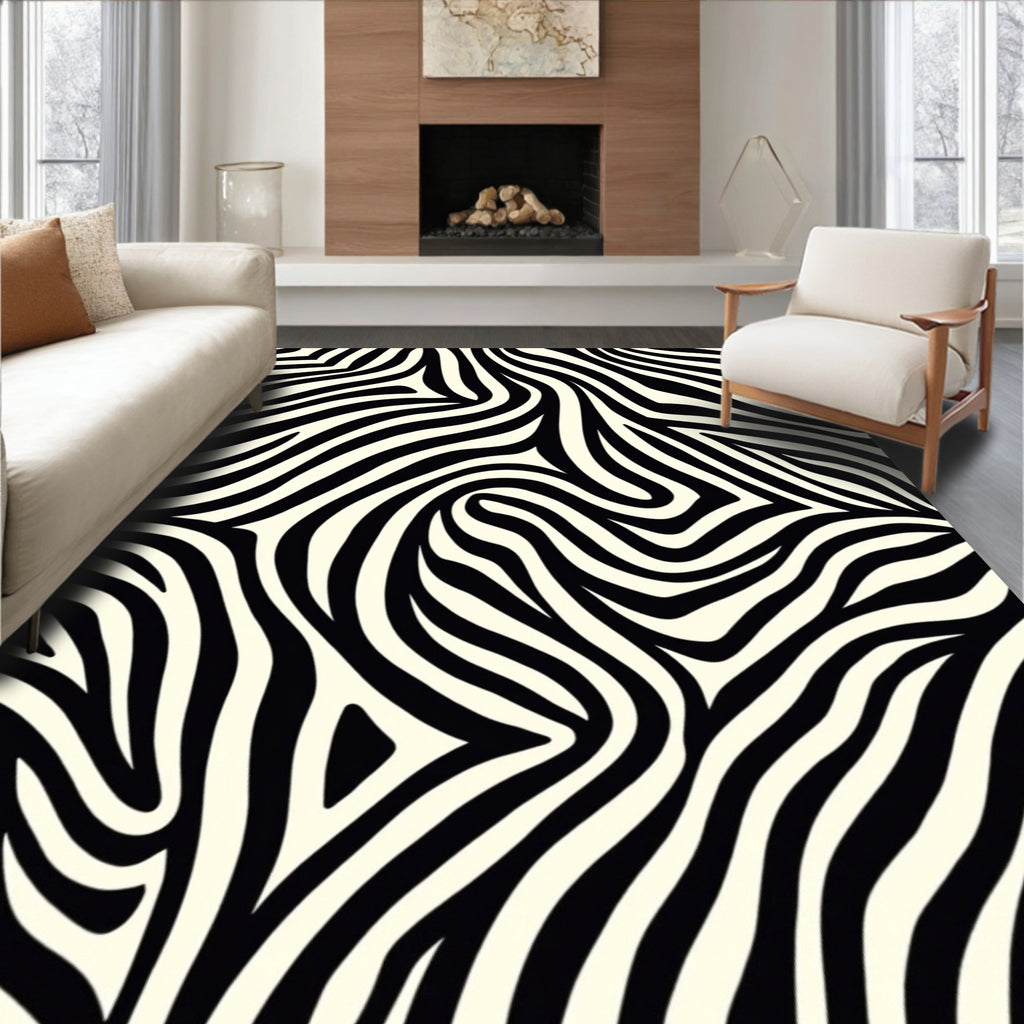 Bold Zebra Striped Pattern Rug