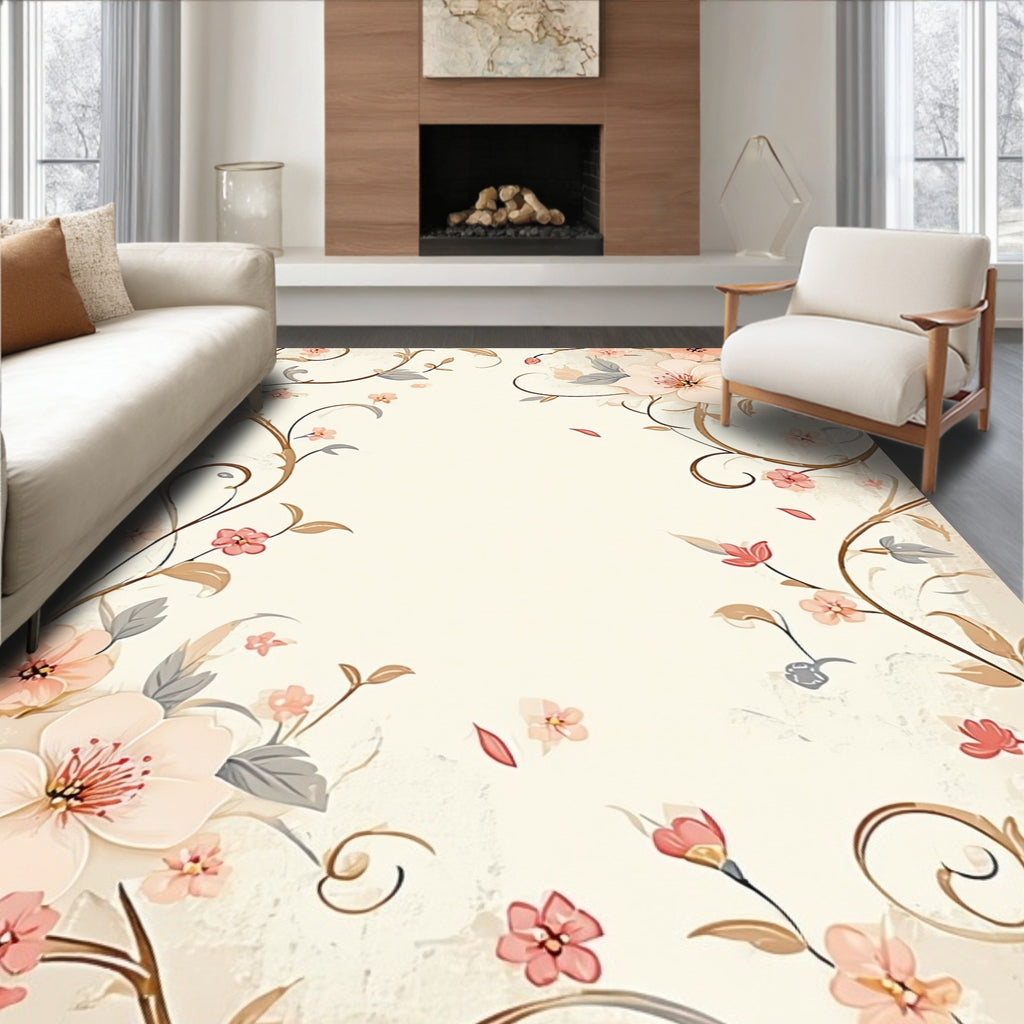 Elegant Floral Vine Garden Pattern Rug