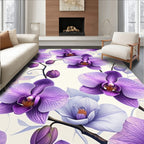 Purple Orchid Floral Pattern Rug