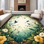 Enchanted Forest Birds Flowers Rug