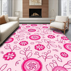 Pink Floral Sketch Pattern Rug