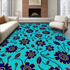 Blue Floral Vine Pattern Rug