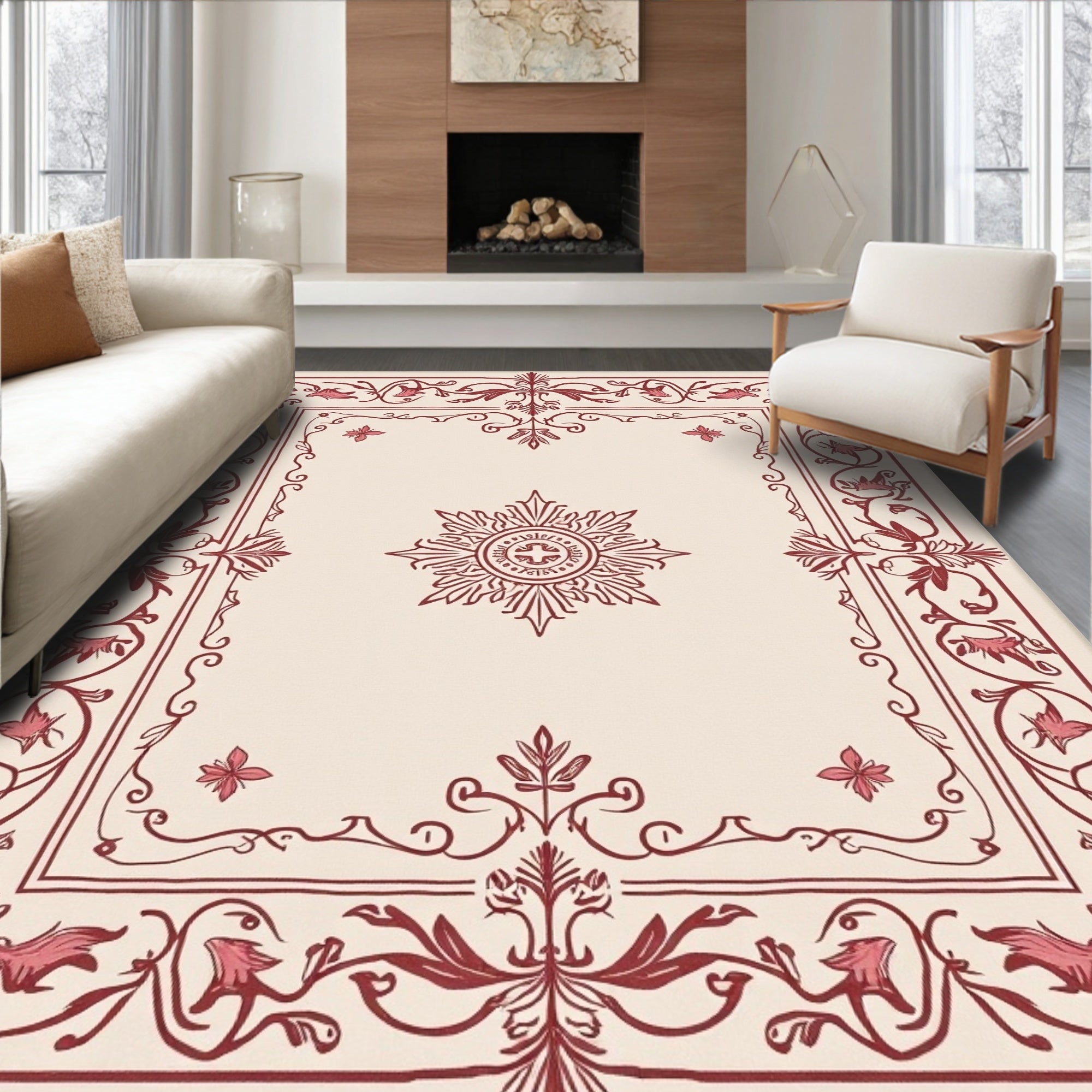 Ornate Floral Medallion Design Rug