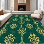Elegant Yellow Floral Art Deco Pattern Rug