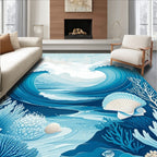 Ocean Wave Coral Shell Art Rug