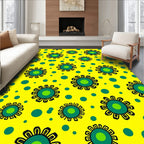 Retro Green Floral Dot Pattern Rug