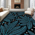 Light Blue Pine Frond Snow Flurry Rug