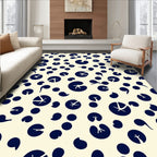 Navy Blue Botanical Pattern Design Rug