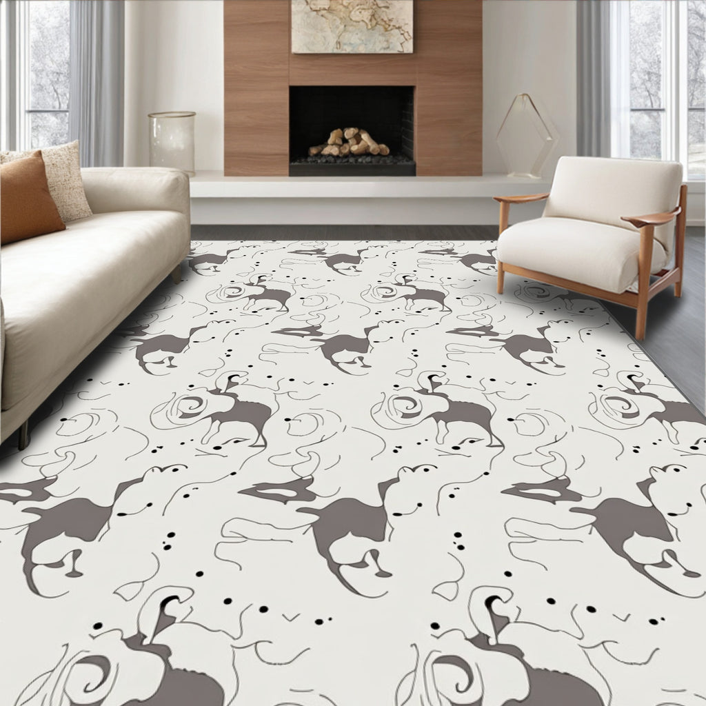 Abstract Sketchy Animal Pattern Design Rug