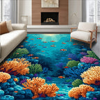 Vibrant Coral Reef Fish Scene Rug