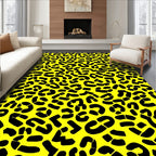 Bold Yellow Black Leopard Print Rug