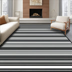 Modern Black White Gray Stripes Rug